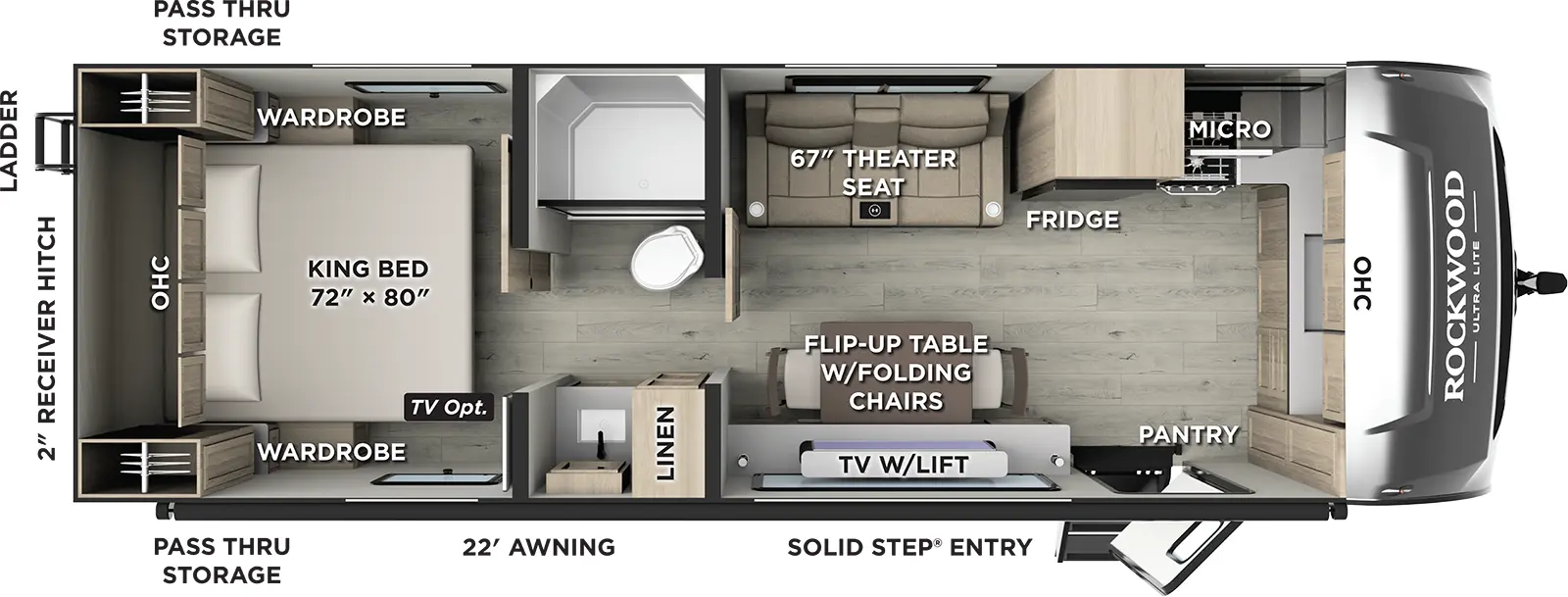 Rockwood Ultra Lite Travel Trailers 301FKT Floorplan